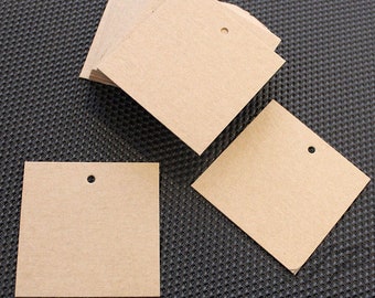 Free Shipping  Blank Design Brown Kraft Card Hang Tag for Accessories, Garment(clothing) and Jewelry 50mm X 50mm(2"X2")