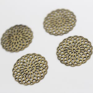 10pcs 20mm Antique Brass Filigree Base Setting Jewelry and Accessories..