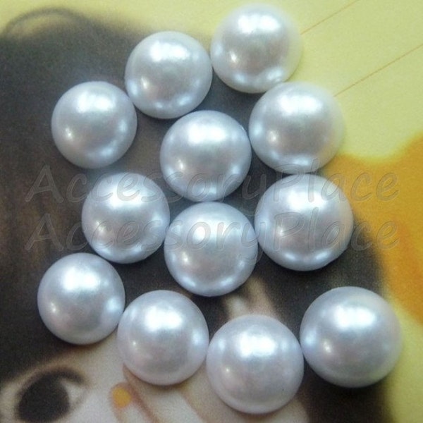 6mm White Dome Shaped Plastic Half Faux Pearl..Flatback..50pcs for scrapbooking, clothing, accessories and jewelry