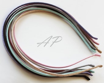 10pc Satin Ribbon Wrapped Metal Headbands - 3mm Thin Bases for DIY Fascinators, Millinery, Alicebands,  Boutique, Hair Bows - U-Pick Colors