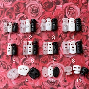 Plastic Cord Locks 11 Styles - Single & Double Hole Spring Toggles, Cylinder Barrel Oval Cube Fasteners for Drawstrings, Face Masks, Hoodies