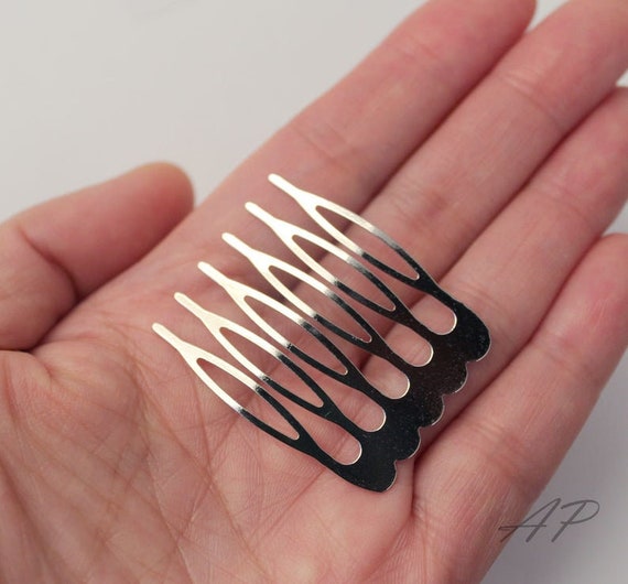 5 French Style Silver Tone Blank Side Hair Comb with 6 Etsy