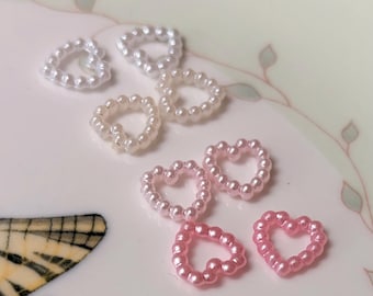 9 mm Faux Pearl Herz Cabochons - Rosa, Elfenbein, Weiß - Flatback Faux Pearl Herz Verschönerung für Scrapbooking, Schmuckherstellung DIY Handwerk