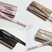 4pcs of ribbon tapes just over 3/8" X 19 11/16"(10mm X 50mm) Handmade Cotton Ribbon Tape Label in Lt Brown, Black, Pink, Cream