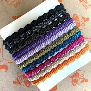 10pc 20pc Gold Silver Glitter Wavy Seamless Ponytail Holder Bracelet Hair Tie String