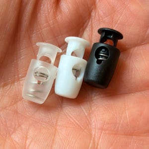 Plastic Cord Locks 11 Styles - Single & Double Hole Spring Toggles, Cylinder Barrel Oval Cube Fasteners for Drawstrings, Face Masks, Hoodies 1