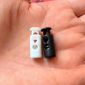 Plastic Cord Locks 11 Styles - Single & Double Hole Spring Toggles, Cylinder Barrel Oval Cube Fasteners for Drawstrings, Face Masks, Hoodies 5