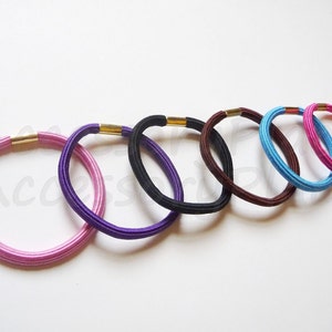 24pc Ponytail Holders - 4-5mm Small Elastic Hair Ties Pinks, Black, Brown, Blue, Purple