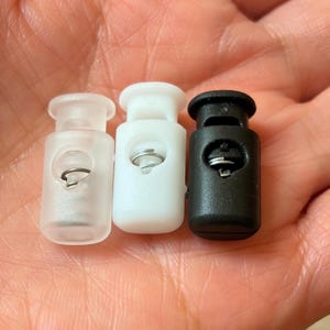 Plastic Cord Locks 11 Styles - Single & Double Hole Spring Toggles, Cylinder Barrel Oval Cube Fasteners for Drawstrings, Face Masks, Hoodies 3