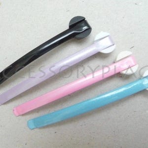 60mm Pearlized Bobby Pins with Detachable Glue Pads - Colorful DIY Hair Pin Bases for Jewelry Making - Purple, Pink, Blue & Black Barrettes