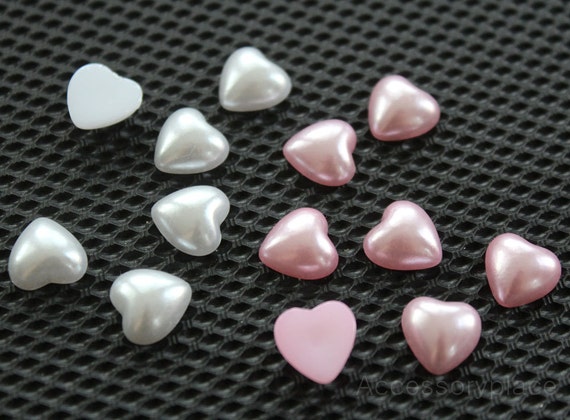 40 pcs 10mm Heart Pearlized Flatback Cabochon Decoden Faux Pearl 40 pcs 10mm Heart Pearlized Flatback Cabochon Decoden Faux Pearl