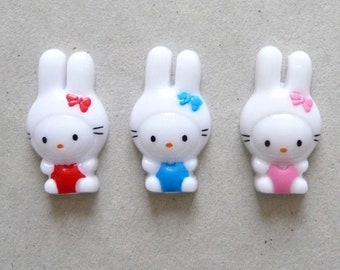 Last Set  12pcs of Bunny the Rabbit Set in red, blue, pink for Scrapbooking, Jewelry, Accessories, Stationary, Doll parts and Clothing..