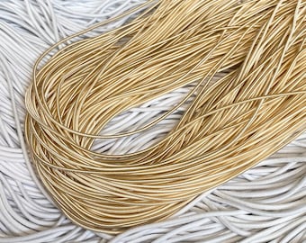 1.8mm Round Satin Elastic in Tan, For Bookbinding, Hair. Mask Stationary, Accessories, Jewelry, Stationary
