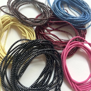 2mm Metallic Elastic Cord - 5 Yards Shimmering Round Stretch Rope for DIY Jewelry, Traveler's Notebook & Hair Ties - Pink, Blue, Yellow More