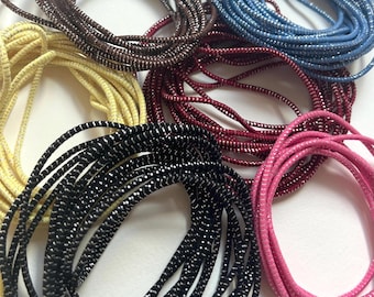 2mm Metallic Elastic Cord - 5 Yards Shimmering Round Stretch Rope for DIY Jewelry, Traveler's Notebook & Hair Ties - Pink, Blue, Yellow More