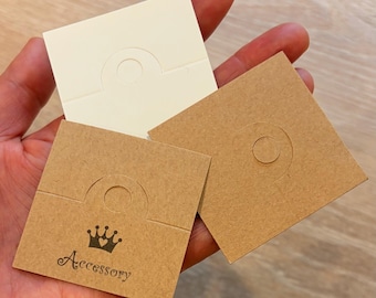 Fold Over Header Cards - Kraft & White Display Tags for Jewelry, Accessory, Bags Toppers - Small Business Professional Packaging Seal Tag