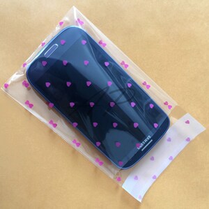 100pcs Printed Hearts Crystal Clear Resealable Cello Poly Bag Envelope 2 3/8 X 3 1/4 and1 5/8flap60mmX80mm and 40mm image 3