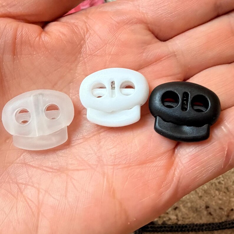 Plastic Cord Locks 11 Styles - Single & Double Hole Spring Toggles, Cylinder Barrel Oval Cube Fasteners for Drawstrings, Face Masks, Hoodies 9