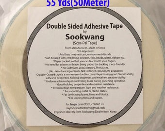 Non woven Double Sided Scor Tape Adhesive 5mm(1/4") 27Yards or 55Yards  SooKwang Hair clip, Headband, Paper Craft