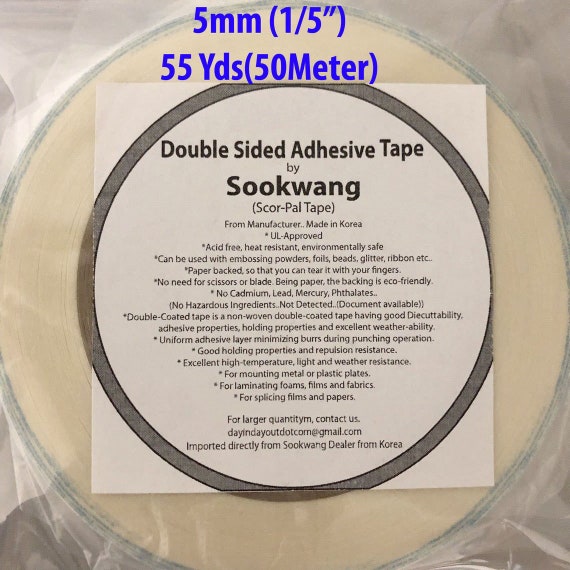 SooKwang Double Sided Scor-Tape - Ultra Strong Adhesive for Hair Bows, Paper Crafts, Card Making - 3mm, 5mm, 7mm - 27 Yards - Bulk Wholesale