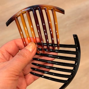Rohlinge für Haarkämme aus Kunststoff mit 7 Zinken, schwarze Rohlinge für Seitenkämme in Schildpattoptik, DIY-Haarkammrohlinge für Schleier, Fascinators und Brautbastelarbeiten