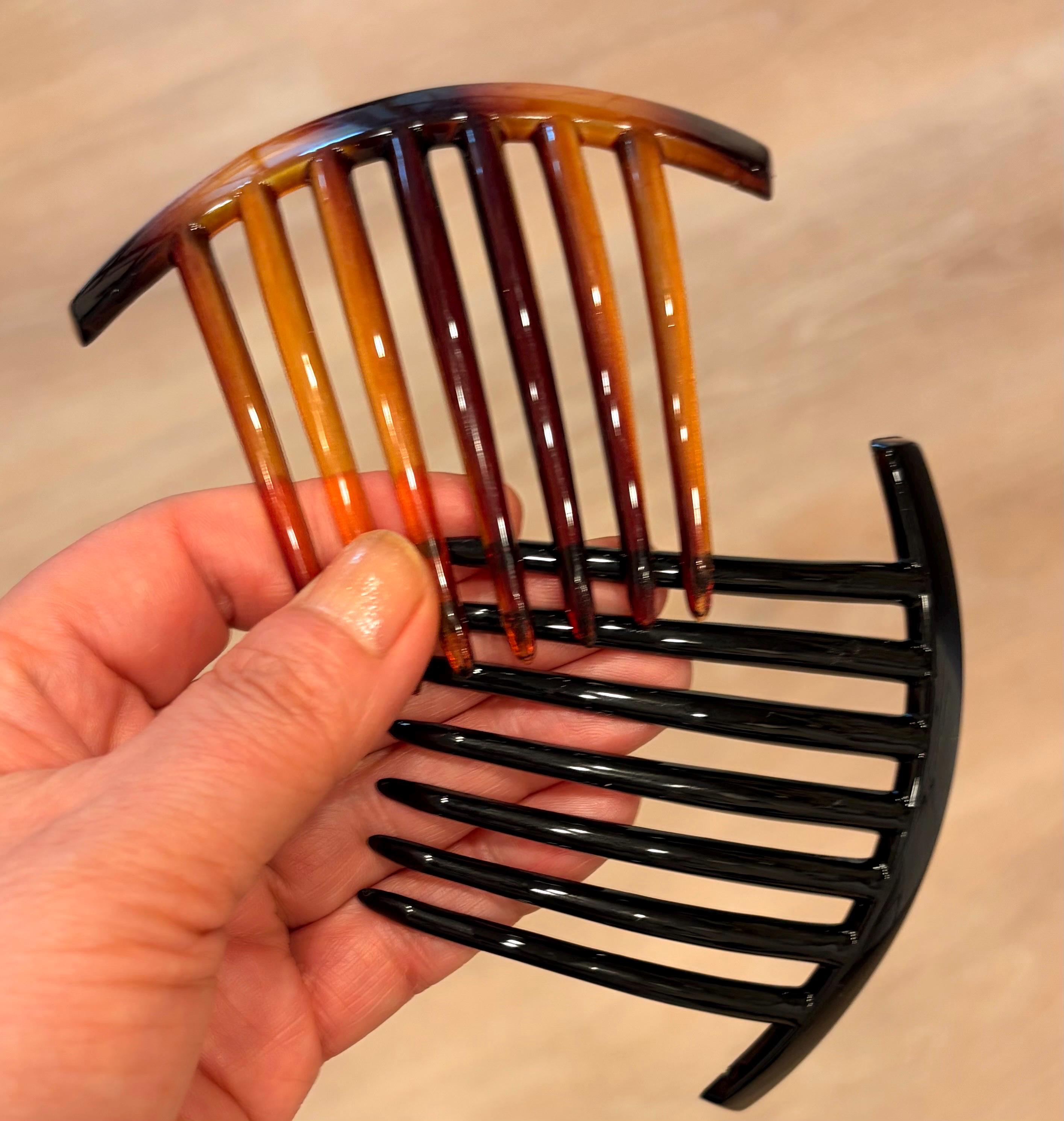 Plastic Blank Hair Combs with 7 Teeth, Black Tortoise Side Comb Blanks, DIY Veil Haircomb Bases for Wedding Fascinators & Bridal Crafts