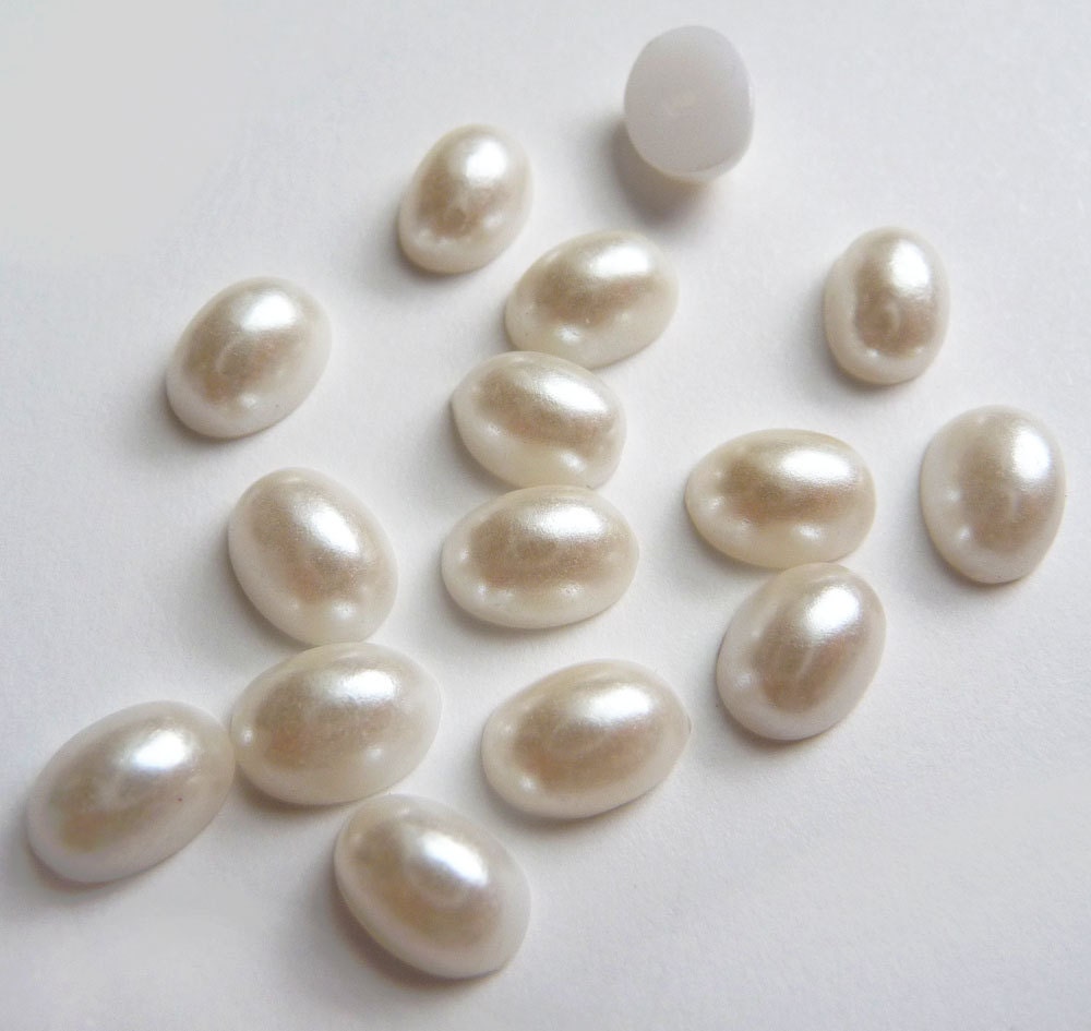50pcs..8mm X 10mm Oval Shaped Flatback Half Pearl in Etsy