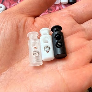 Plastic Cord Locks 11 Styles - Single & Double Hole Spring Toggles, Cylinder Barrel Oval Cube Fasteners for Drawstrings, Face Masks, Hoodies 6