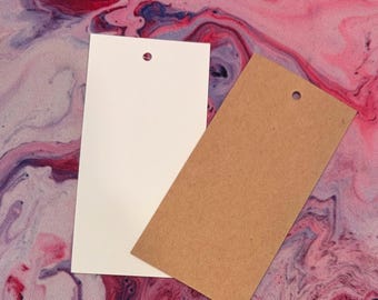 Blank Cardstock Brown Kraft  Hang Tag - 40x 80mm Gift Tag - Professional Price Tag for Jewelry, Handmade Crafts & Wedding Favors White Brown