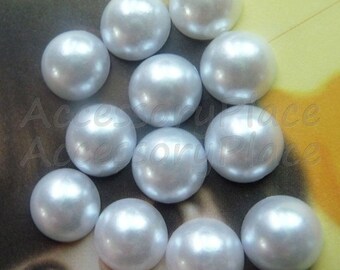 8mm Plasic Dome Shaped White Half Pearl Flatback Cabochon..50pcs for Accessories, Scrapbooking, Jewelry, Clothing, Stationary