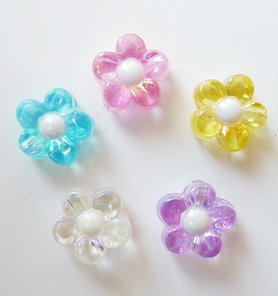 Price Reduced 8mm Translucent Daisy Flower Beads in White Etsy