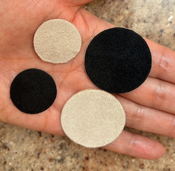 Faux Leather Suede Backing Stickers - Self Adhesive Circles for Hair Bows, Brooches & Crafts - 25mm 35mm Black Beige Finishing Pads - 50 Pcs