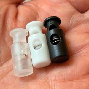 Plastic Cord Locks 11 Styles - Single & Double Hole Spring Toggles, Cylinder Barrel Oval Cube Fasteners for Drawstrings, Face Masks, Hoodies 2