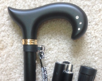 Faltende verstellbare Cane- Schwarz mit Swarovski-Kristallen
