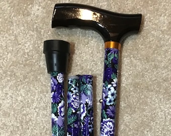 Faltende verstellbare Cane- Mauve und weiße Blumen