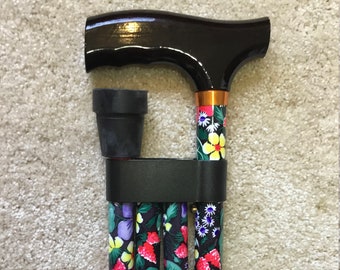 Faltende verstellbare Cane - Mitternachtsblumen