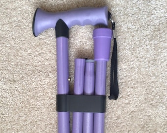 Folding Adjustable Cane- Soft Touch Handle w Purple Shaft