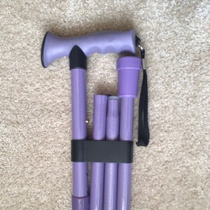 Folding Adjustable Cane- Soft Touch Handle w Lavender Shaft
