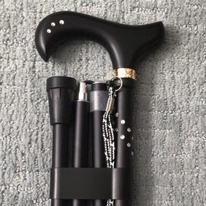 Faltende verstellbare Cane- Schwarz mit Swarovski-Kristallen