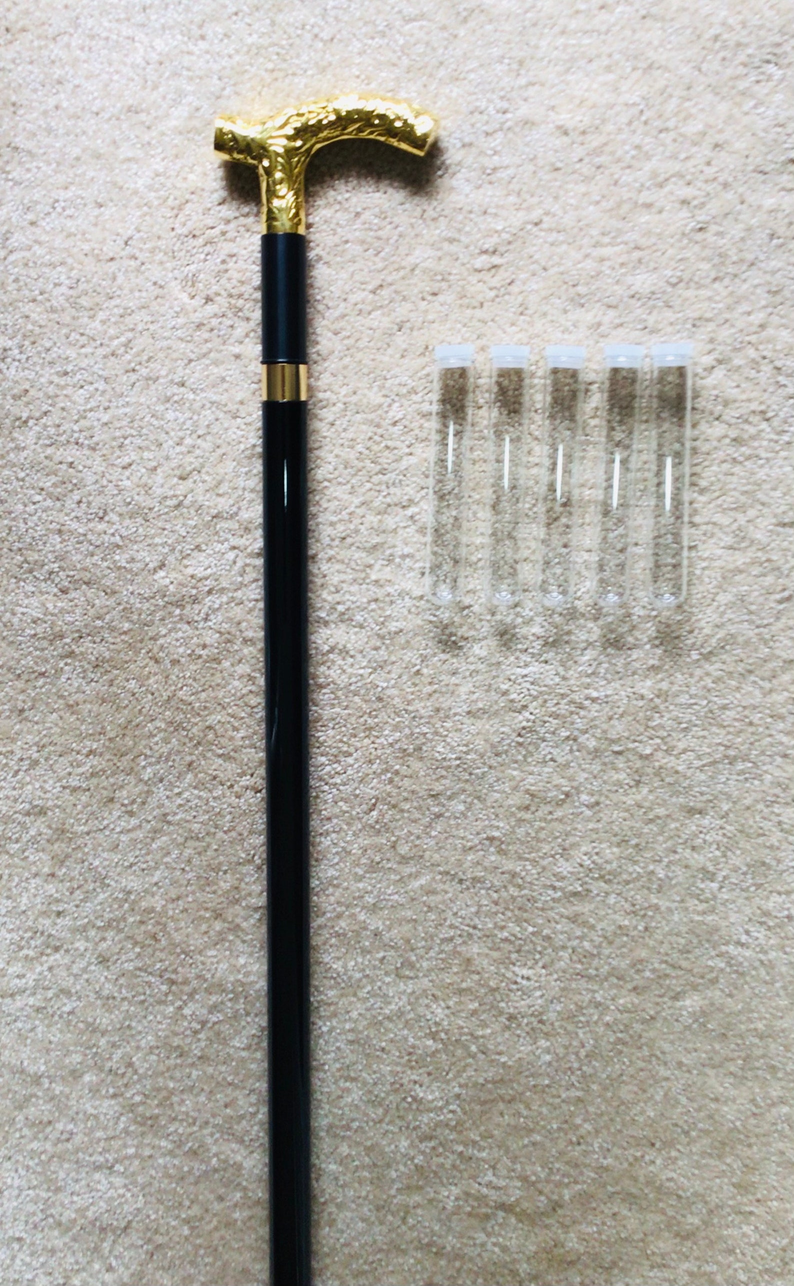 Brandy Bottle Flask Cane w Brass Handle Etsy