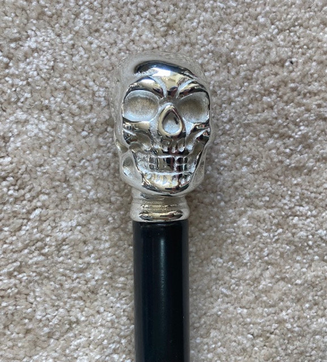 Skull Cane With Chrome Finish Brass Handle Etsy UK