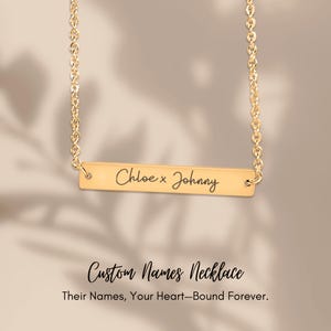 Name Tag Horizontal Bar Necklace Personalized Bar Necklace Custom Names Couples Gift Minimalist Nameplate Necklace Custom Engraved Jewelry