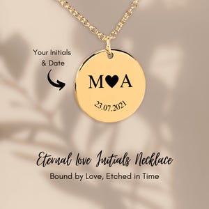 Collar personalizado con iniciales de amor, colgante de aniversario con fecha personalizada, regalo para ella, joyería de aniversario, idea de regalo para pareja grabada, romántico