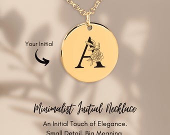 Personalized Floral Initial Necklace – Custom Letter Pendant, Birth Flower Jewelry, Bridesmaid Gift, Mother’s Day Present
