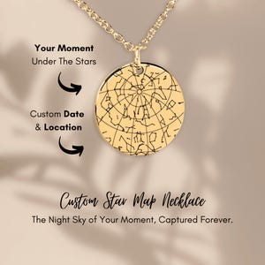 Collier carte des étoiles personnalisé - Pendentif ciel nocturne personnalisé, bijoux gravés de la date et du lieu, cadeau de fête des mères
