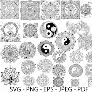 マンダラ SVG バンドル、壁アート ベクター ファイル SVG、マンダラ ベクター デザイン、マンダラ PNG、Cricut およびシルエットの詳細なアートワーク、パターン SVG