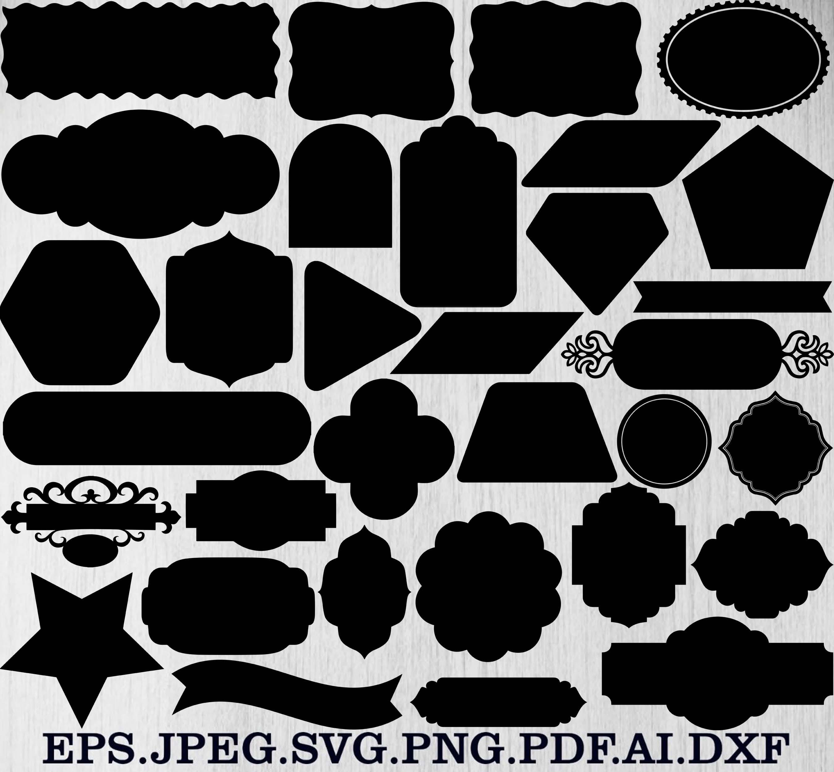 Basic Shape Svg Bundle, Basic Shape Clipart, Banner Svg, Name Tags ...