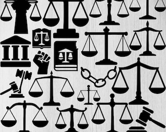 Justitie Svg bundel, schaal van Justitie Svg, justitie Png bundel, hamer Svg, rechter Svg, Vrouwe Justitia Svg, wet Svg, gerechtsgebouw Svg, tribunaal Svg
