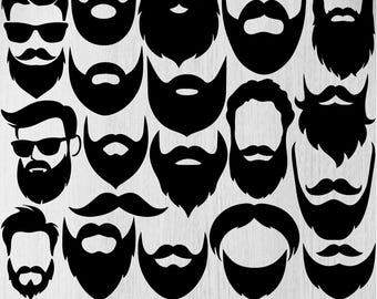 Beard Svg Bundle, Beard Png Bundle, Beard Clipart, Beard Cut Files For Cricut, Beard Silhouette, Mustache Svg, Cool Beard Svg, Mustache Png