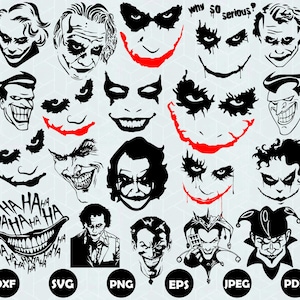 Joker Svg-bundel, Joker Clipart, Joker Suicide Squad Svg, film Clipart-bundel, Joker silhouet, JokerSvg Cut-bestanden voor circuit, Joker Png